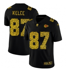 Kansas City Chiefs 87 Travis Kelce Leopard Print Fashion Vapor Limited NFL Jersey Black
