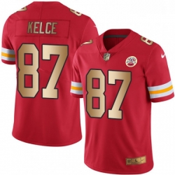 Kansas City Chiefs 87 Travis Kelce Limited Red Gold Rush NFL Jersey