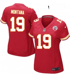 Women's Kansas City Chiefs 19 Joe Montana Game Red Team Color NFL Jersey