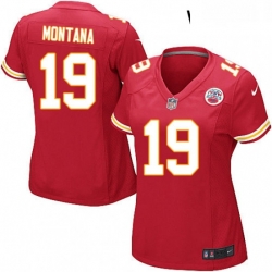 Women's Kansas City Chiefs 19 Joe Montana Game Red Team Color NFL Jersey