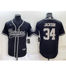 Las Vegas Raiders 34 Bo Jackson Black Cool Base Stitched Baseball Jersey