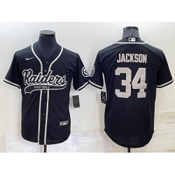 Las Vegas Raiders 34 Bo Jackson Black Cool Base Stitched Baseball Jersey