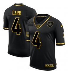 Las Vegas Raiders 4 Derek Carr Black Gold 2020 Salute To Service Limited Jersey