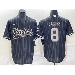 Las Vegas Raiders 8 Josh Jacobs Black Cool Base Stitched Baseball Jerseys
