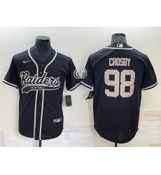Las Vegas Raiders 98 Maxx Crosby Black Cool Base Stitched Baseball Jersey