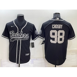 Las Vegas Raiders 98 Maxx Crosby Black Cool Base Stitched Baseball Jersey