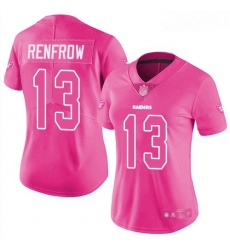 Women's Las Vegas Raiders #13 Hunter Renfrow Pink Stitched Football Limited Rush Fashion Jersey