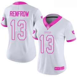 Women's Las Vegas Raiders #13 Hunter Renfrow White Pink Stitched Football Limited Rush Fashion Jersey
