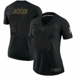 Women's Las Vegas Raiders 34 Bo Jackson Black 2020 Salute To Service Jersey