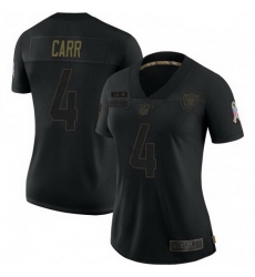 Women's Las Vegas Raiders 4 Derek Carr Black 2020 Salute To Service Limited Jersey