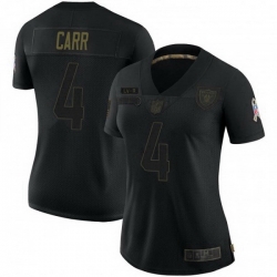 Women's Las Vegas Raiders 4 Derek Carr Black 2020 Salute To Service Limited Jersey