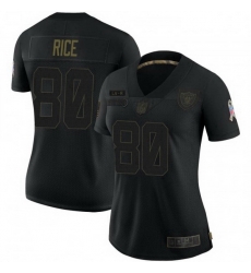 Women's Las Vegas Raiders 80 Jerry Rice Black 2020 Salute To Service Limited Jersey