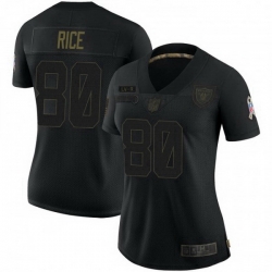 Women's Las Vegas Raiders 80 Jerry Rice Black 2020 Salute To Service Limited Jersey