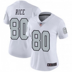 Women's Las Vegas Raiders 80 Jerry Rice White Color Rush Limited Jersey