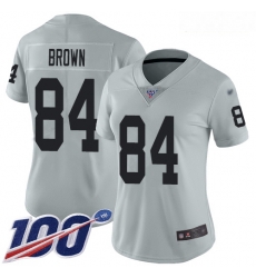 Women's Las Vegas Raiders #84 Antonio Brown Silver Stitched Football Limited Inverted Legend 100th Season Jersey