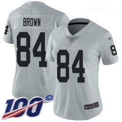 Women's Las Vegas Raiders #84 Antonio Brown Silver Stitched Football Limited Inverted Legend 100th Season Jersey
