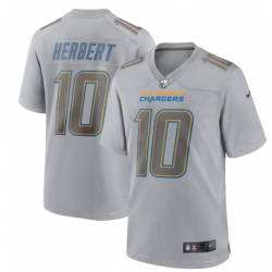 Los Angeles Chargers 10 Justin Herbert Grey Atmosphere Fashion Stitched Game Jersey