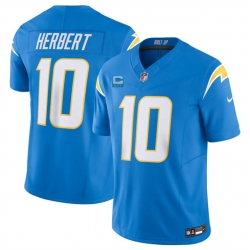 Los Angeles Chargers 10 Justin Herbert Light Blue 2023 F U S E With 3 Star C Patch Vapor Untouchable Limited Stitched Jersey