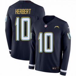 Los Angeles Chargers 10 Justin Herbert Navy Blue Team Color Stitched NFL Limited Therma Long Sleeve Jersey