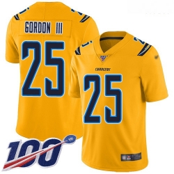 Los Angeles Chargers 25 Melvin Gordon III Gold Stitched Football Limited Inverted Legend 100th Season Jersey
