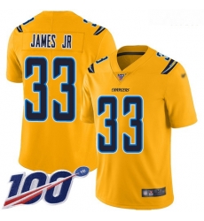 Los Angeles Chargers 33 Derwin James Jr Gold Stitched Football Limited Inverted Legend 100th Season Jersey