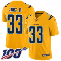 Los Angeles Chargers 33 Derwin James Jr Gold Stitched Football Limited Inverted Legend 100th Season Jersey