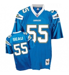 Mitchell And Ness Los Angeles Chargers 55 Junior Seau Light Blue Throwback NFL Jersey