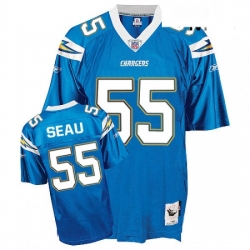 Mitchell And Ness Los Angeles Chargers 55 Junior Seau Light Blue Throwback NFL Jersey