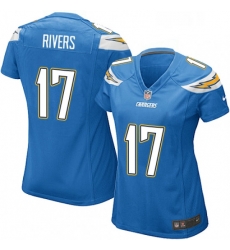Women's Los Angeles Chargers 17 Philip Rivers Game Electric Blue Alternate NFL Jersey