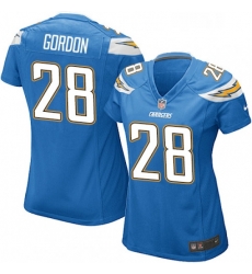 Women's Los Angeles Chargers 28 Melvin Gordon Game Electric Blue Alternate NFL Jersey