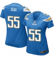 Women's Los Angeles Chargers 55 Junior Seau Game Electric Blue Alternate NFL Jersey