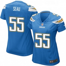 Women's Los Angeles Chargers 55 Junior Seau Game Electric Blue Alternate NFL Jersey
