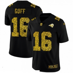 Los Angeles Rams 16 Jared Goff Black Leopard Print Fashion Vapor Limited NFL jersey