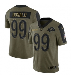 Los Angeles Rams 99 Aaron Donald Olive 2021 Salute To Service Limited Player Jersey