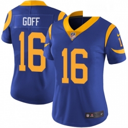 Women's Los Angeles Rams 16 Jared Goff Royal Blue Alternate Vapor Untouchable Limited Player NFL Jersey