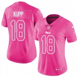Women's Los Angeles Rams 18 Cooper Kupp Limited Pink Rush Fashion NFL Jersey
