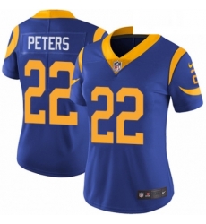 Women's Los Angeles Rams 22 Marcus Peters Royal Blue Alternate Vapor Untouchable Limited Player NFL Jersey