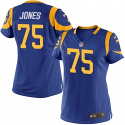 Women's Los Angeles Rams #75 Deacon Jones Game Royal Blue Alternate NFL Jersey