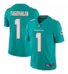 Miami Dolphins 1 Tua Tagovailoa Aqua Green Team Color Stitched NFL Vapor Untouchable Limited Jersey