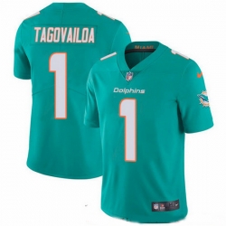 Miami Dolphins 1 Tua Tagovailoa Aqua Green Team Color Stitched NFL Vapor Untouchable Limited Jersey