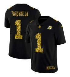 Miami Dolphins 1 Tua Tagovailoa Leopard Print Fashion Vapor Limited NFL jerseyBlack