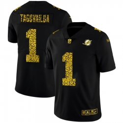 Miami Dolphins 1 Tua Tagovailoa Leopard Print Fashion Vapor Limited NFL jerseyBlack