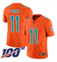 Miami Dolphins 11 DeVante Parker Orange Stitched Football Limited Inverted Legend 100th Season Jersey