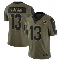Miami Dolphins 13 Dan Marino Olive 2021 Salute To Service Retired Player Limited Jersey