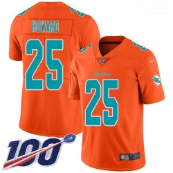 Miami Dolphins 25 Xavien Howard Orange Stitched Football Limited Inverted Legend 100th Season Jersey