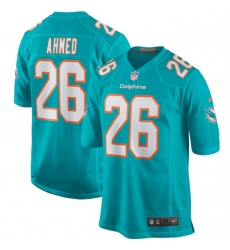 Miami Dolphins 26 Salvon Ahmed Aqua Stitched Game Football Jersey