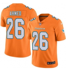 Miami Dolphins 26 Salvon Ahmed Orange Stitched NFL Limited Rush Jersey