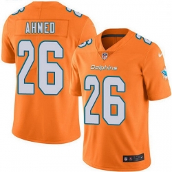 Miami Dolphins 26 Salvon Ahmed Orange Stitched NFL Limited Rush Jersey