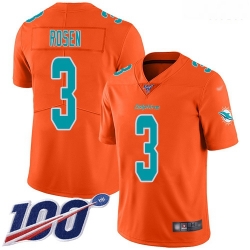 Miami Dolphins 3 Josh Rosen Orange Stitched Football Limited Inverted Legend 100th Season Jersey