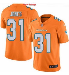 Miami Dolphins 31 Byron Jones Orange Stitched NFL Limited Rush Jersey